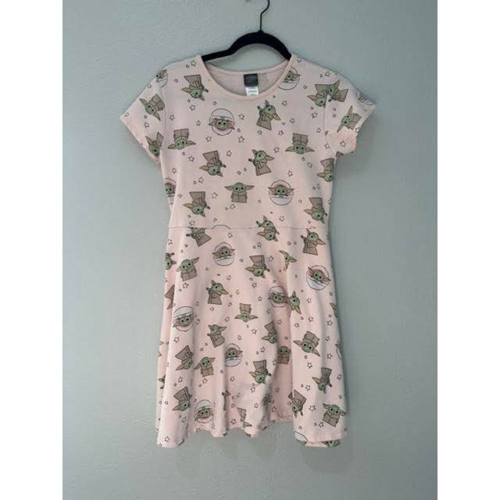 Star Wars The Child Baby Yoda Pink Skater Dress Girls 14-16 Grogu Star Print